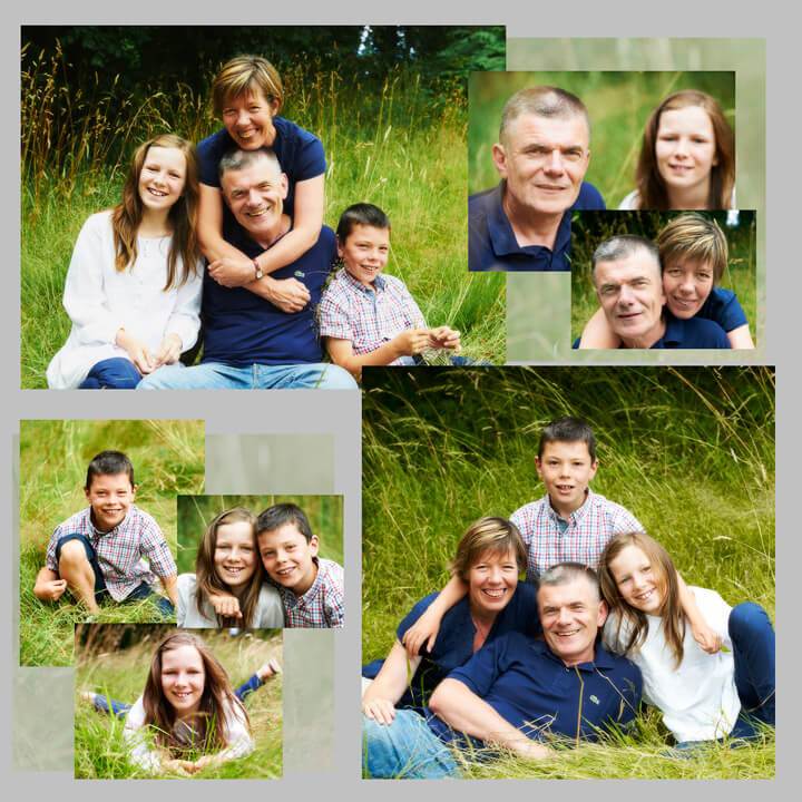 Portrait de famille composé en tableau 60x60cm Séance photo en famille